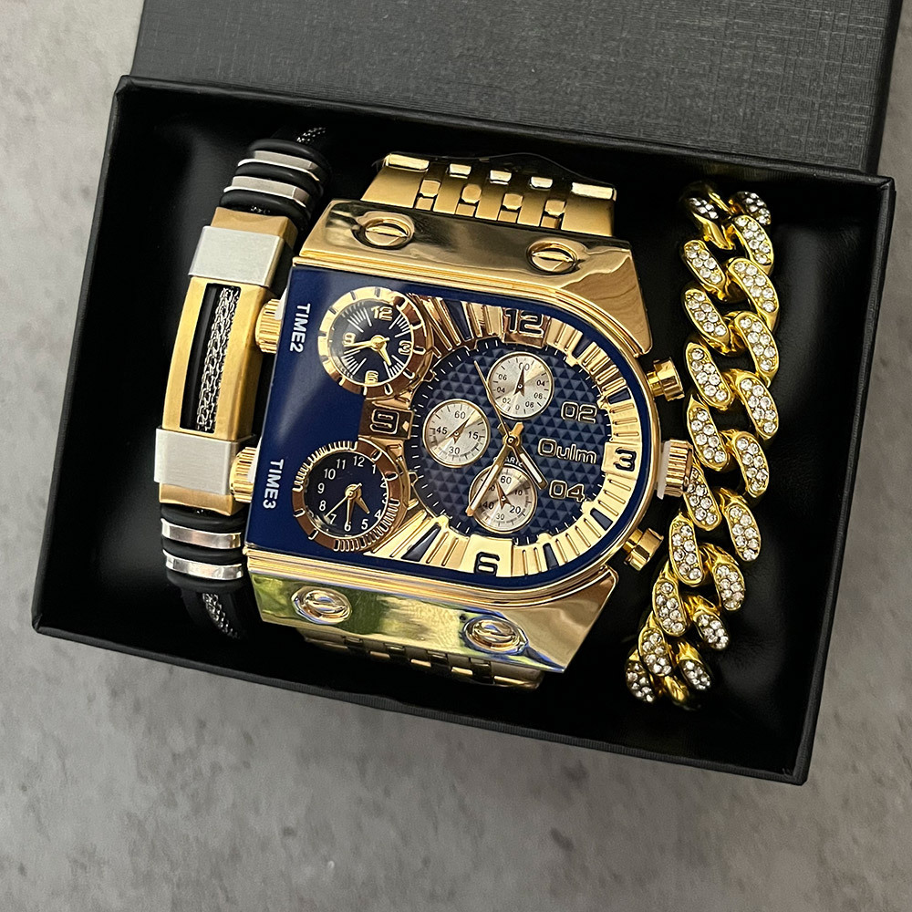 Luxury Watch Zone - 남성용 고급 직사각형 금은 대형 문자판