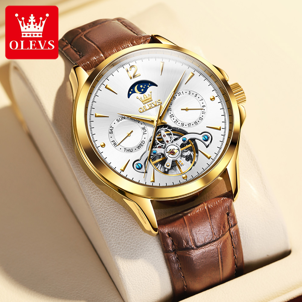 Tourbillon Movement Watch - OLEVS 6663 남성용 시계 오리지널 기계식