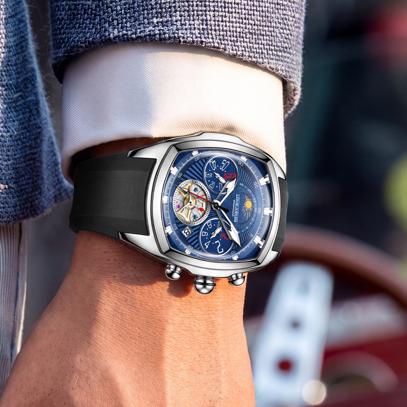 Tourbillon Movement Watch - 남성용 고급 쿼츠 시계, 듀얼 서브