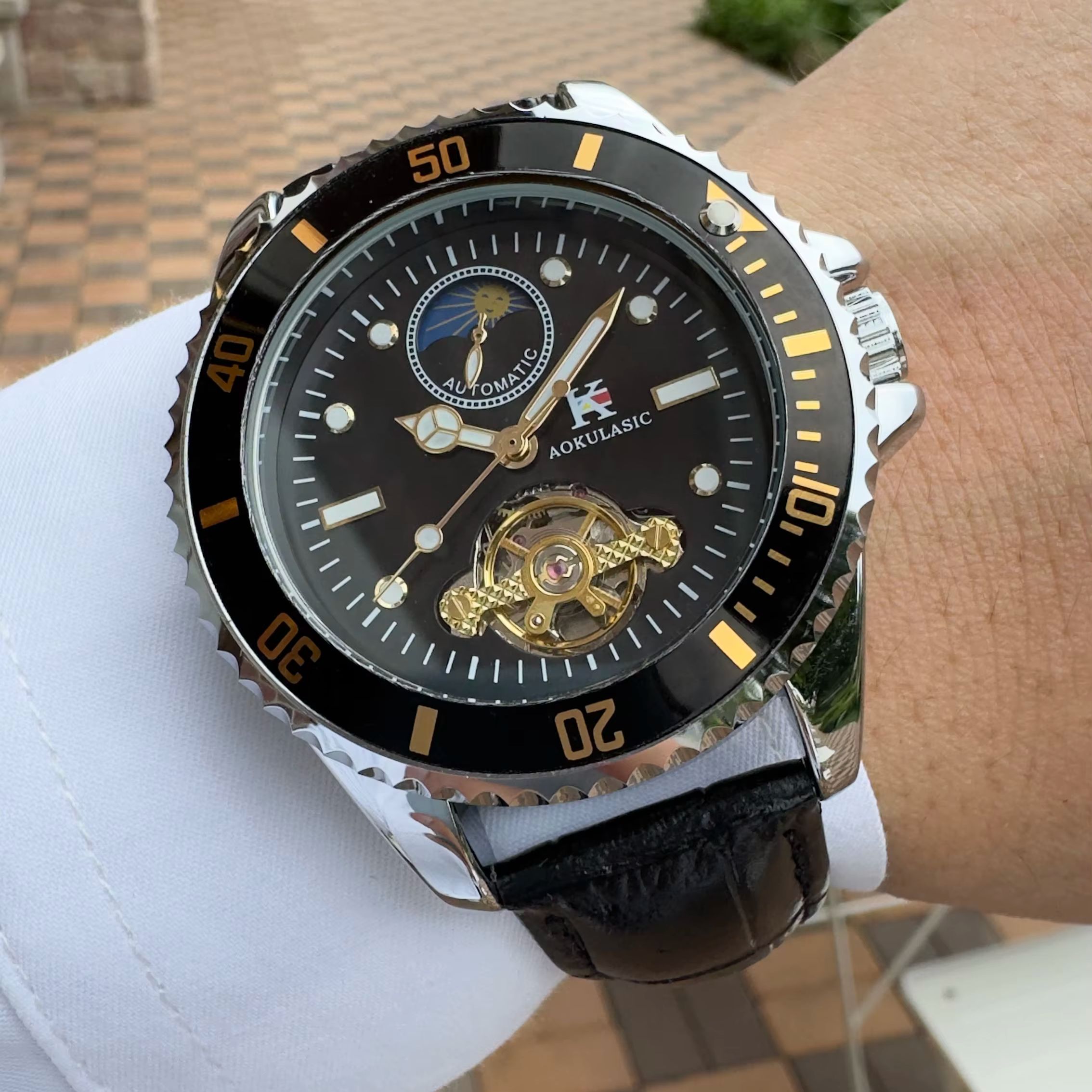 Tourbillon Movement Watch - AOKULASIC 패션 뚜르비옹 기계식 시계 남성용