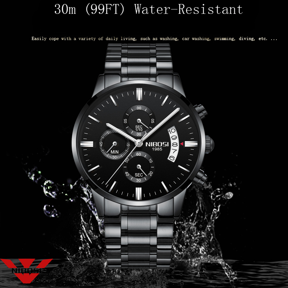 NIBOSI 스테인레스 스틸 블랙 쿼츠 시계 남성 시계 - Zen Luxury Watch 리뷰 및 가격