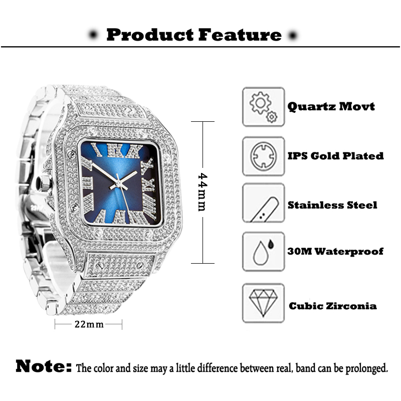 MISSFOX 남성용 바게트 다이아몬드 시계, 탑 브랜 - Luxury Watch And Jewelry Brand 리뷰 및 가격