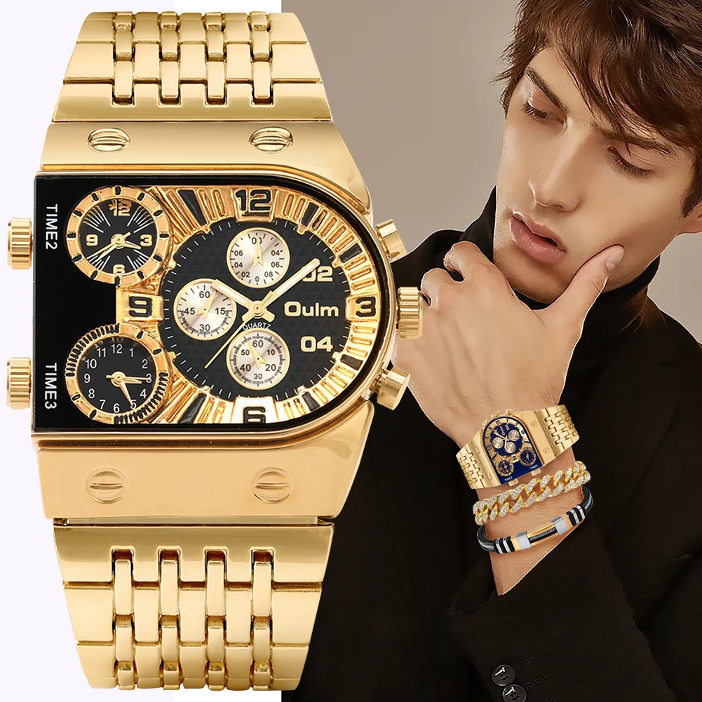 남성용 고급 직사각형 금은 대형 문자판 야광 방수 쿼츠 - Luxury Watch Zone 리뷰 및 가격
