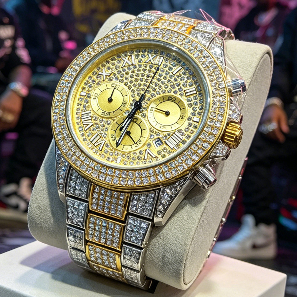 로고 없는 실버 골드 풀 다이아몬드 힙합 아이스드 아웃 - Luxury Watch And Jewelry Brand 리뷰 및 가격