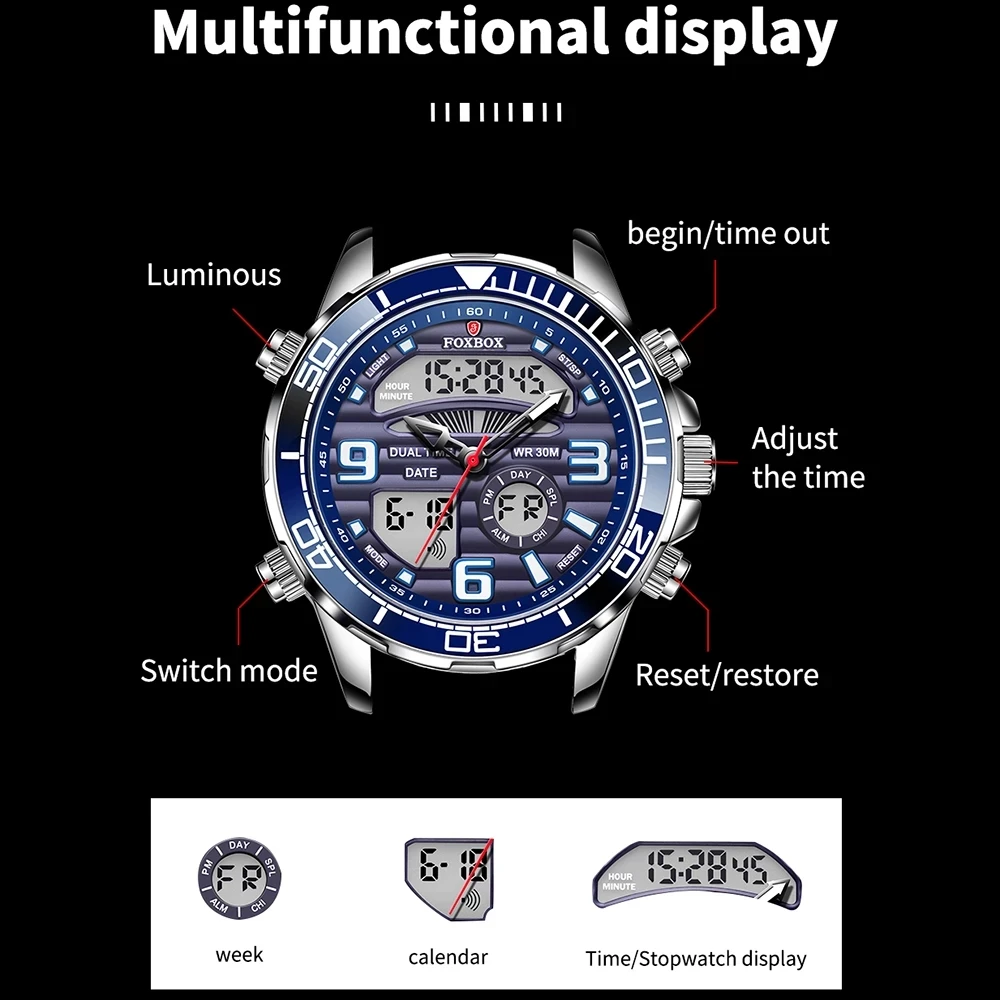 FOXBOX 남성용 최고 브랜드 럭셔리 디지털 시계,  - Luxury Watch All Brands 리뷰 및 가격