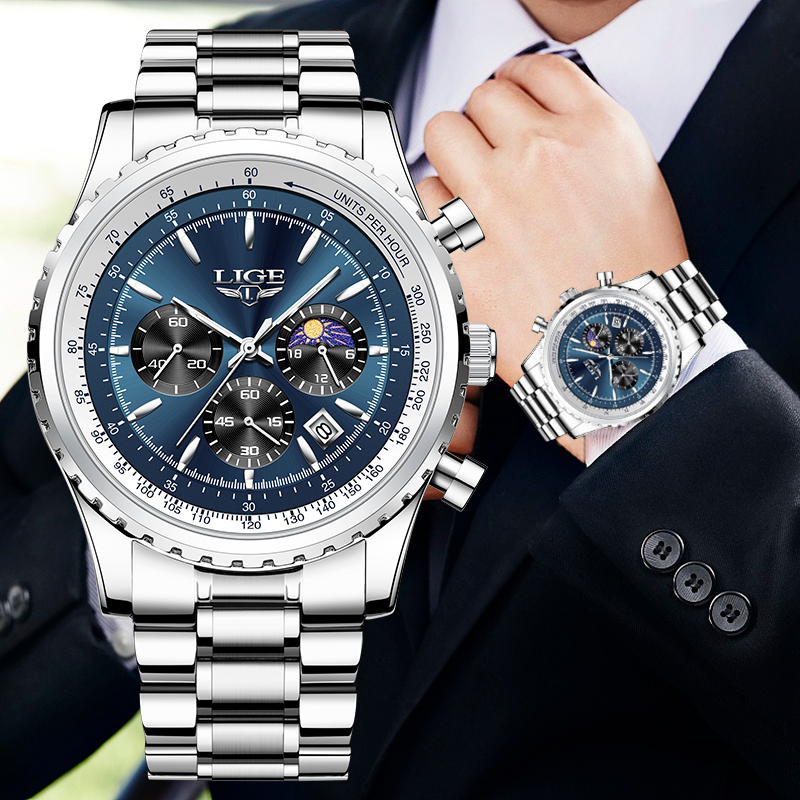 LIGE 남성용 럭셔리 쿼츠 시계, 문페이즈 스테인리스 - Zen Luxury Watch 리뷰 및 가격