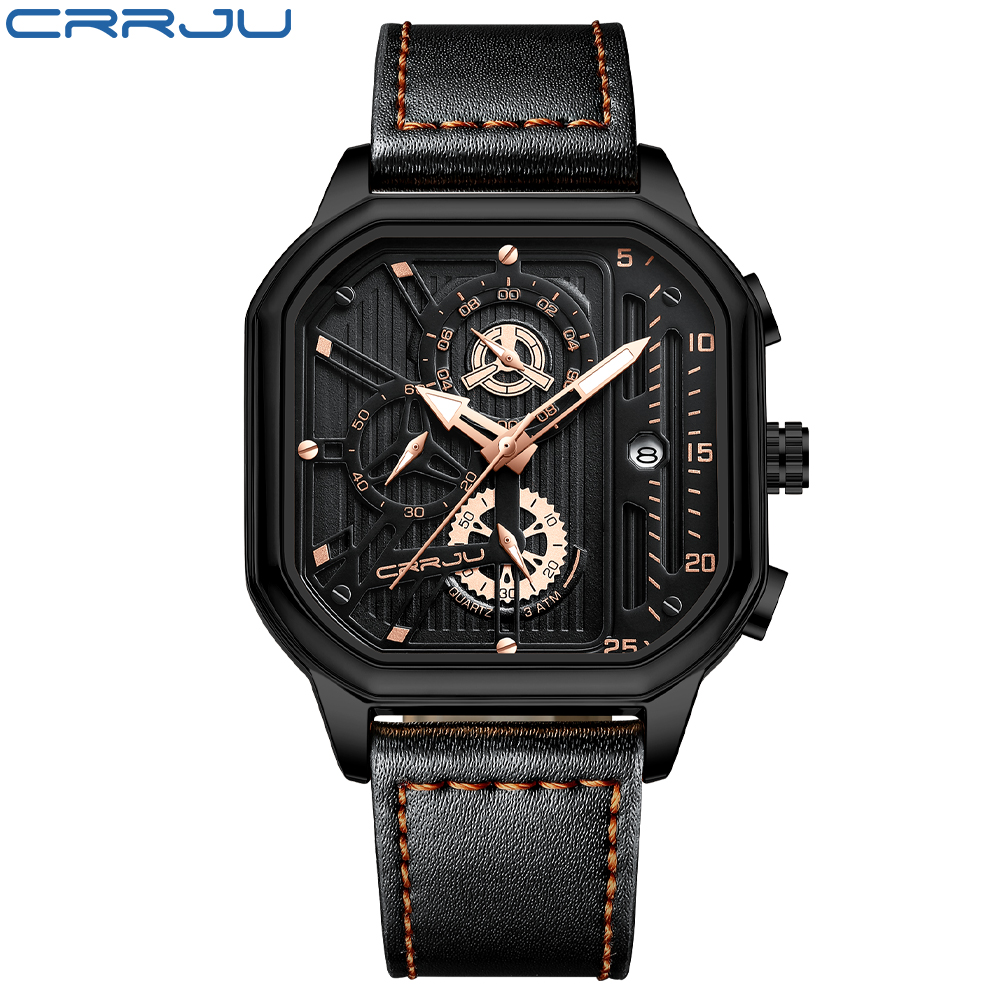 CRRJU-럭셔리 브랜드 밀리터리 가죽 스퀘어 시계 남 - Zen Luxury Watch 리뷰 및 가격