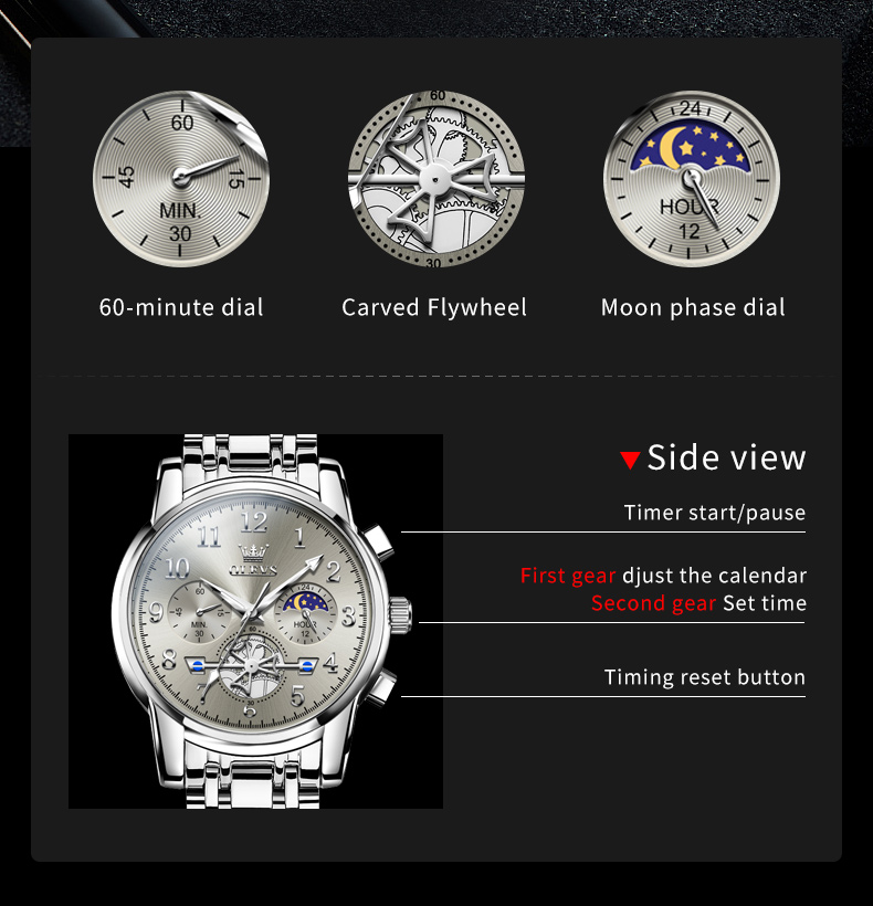 OLEVS 2900 남성용 시계 크로노그래프 쿼츠 남성 - Luxury Watch Zone 리뷰 및 가격