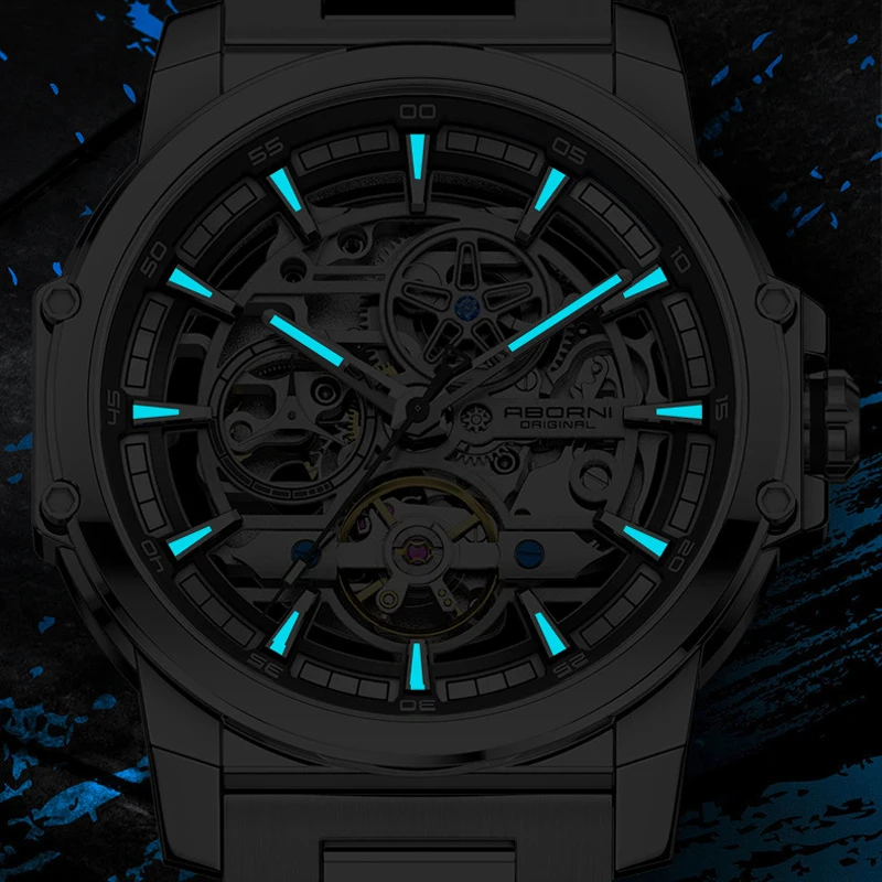 ABORNI 9039 독특한 디자인 스켈레톤 다이얼 투 - Tourbillon Movement Watch 리뷰 및 가격