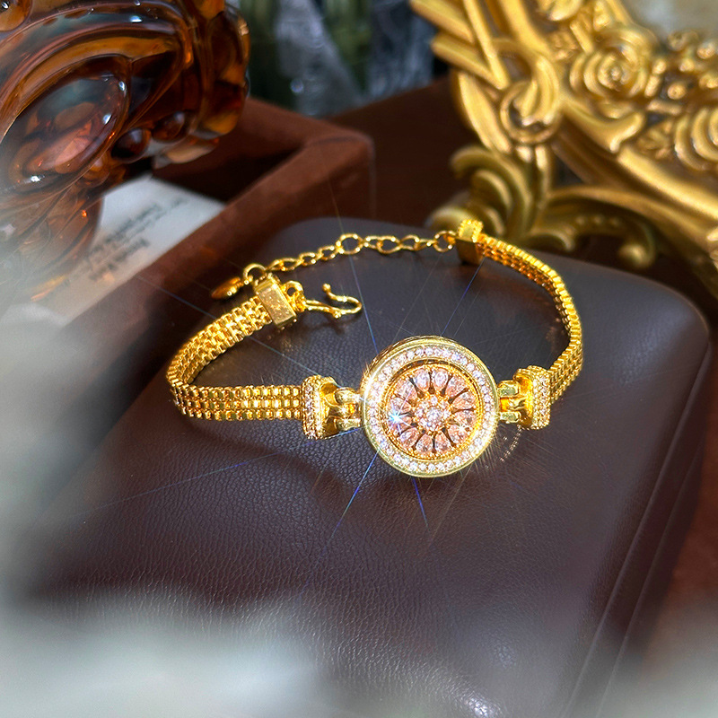 회전하는 핑크 지르콘 나침반 시계 팔찌가 있는 샌드 골 - Luxury Watch Service 리뷰 및 가격