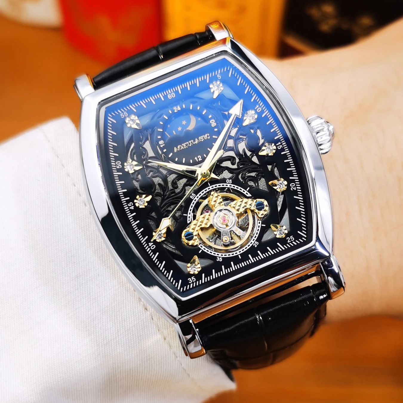 AOKULASIC 투르비옹 아이스드 아웃 스켈레톤 자동 - Tourbillon Movement Watch 리뷰 및 가격