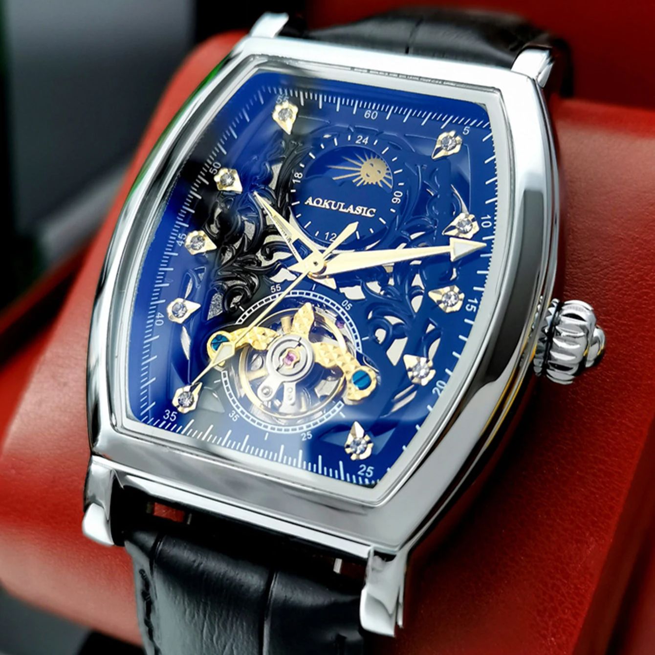 AOKULASIC 투르비옹 아이스드 아웃 스켈레톤 자동 - Tourbillon Movement Watch 리뷰 및 가격