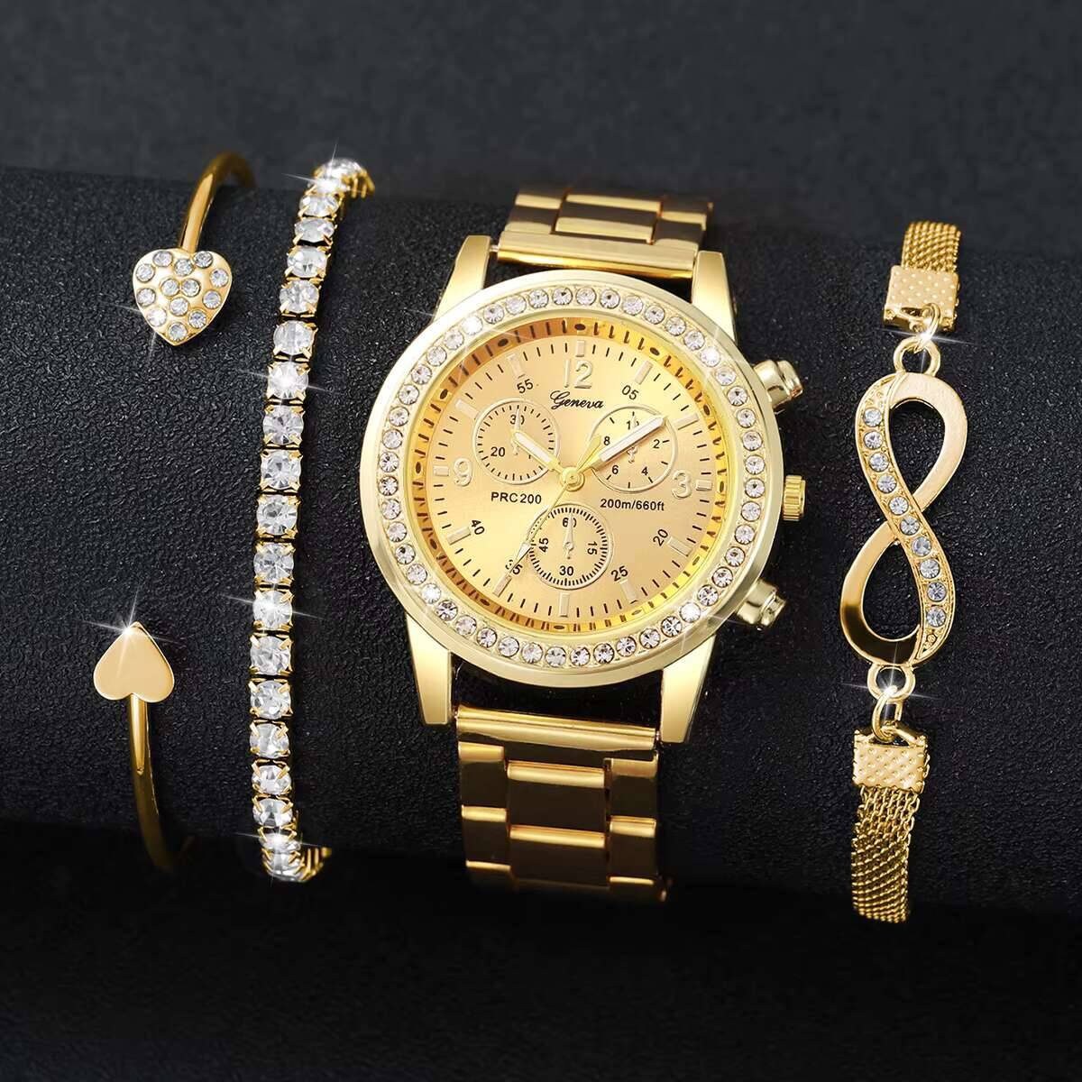4개/세트 럭셔리 라인스톤 여성용 시계 패션 여성용 쿼 - Luxury Watch Display Case 리뷰 및 가격