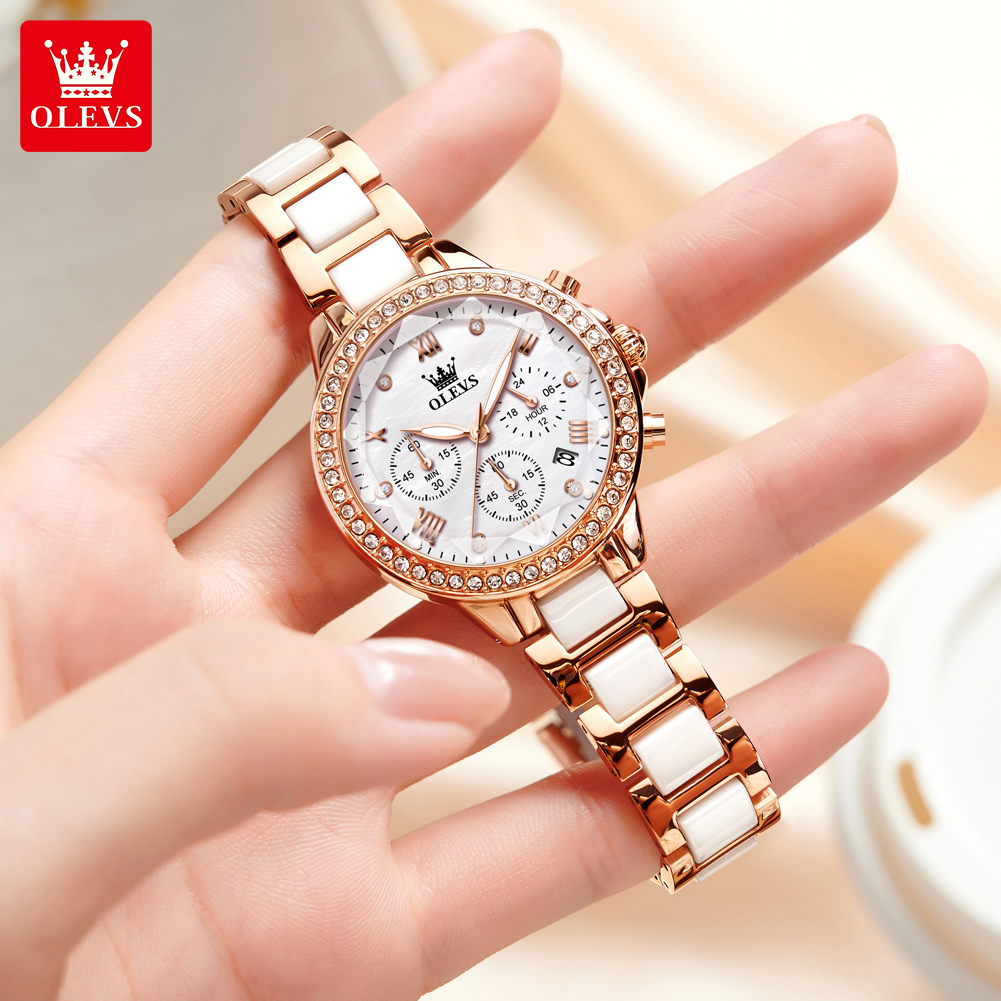 OLEVS 9999 여성용 쿼츠 시계 세라믹 스트랩 우 - Luxury Watch Zone 리뷰 및 가격