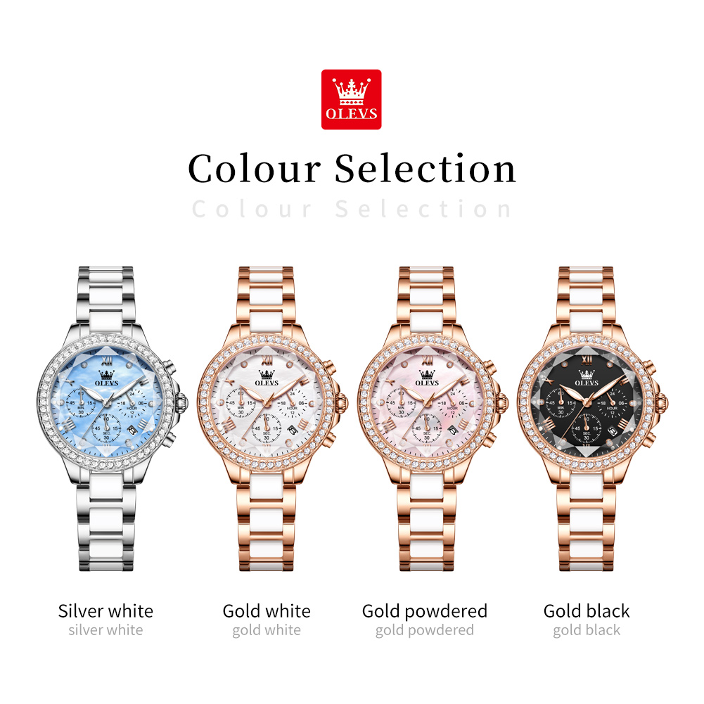 OLEVS 9999 여성용 쿼츠 시계 세라믹 스트랩 우 - Luxury Watch Zone 리뷰 및 가격